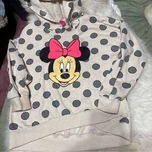 Disney Cream Hoodie with Pink Bow and Black Polka Dots